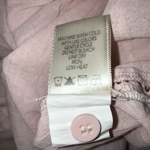 MAX STUDIO L 100% Cotton Eyelet Embroidered Sleeveless Neutral Rose Bohemian Top - Picture 5 of 5